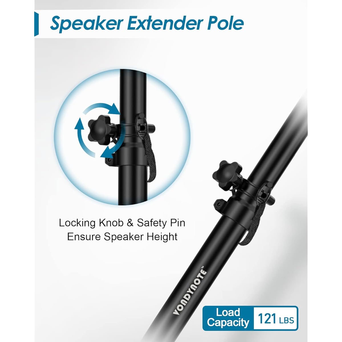 Vondynote Short Speaker Pole Set of 2 Subwoofer Mini Speaker Pole Mount Adjustable Height M20 Thread and 35mm Adapter Speaker Extender