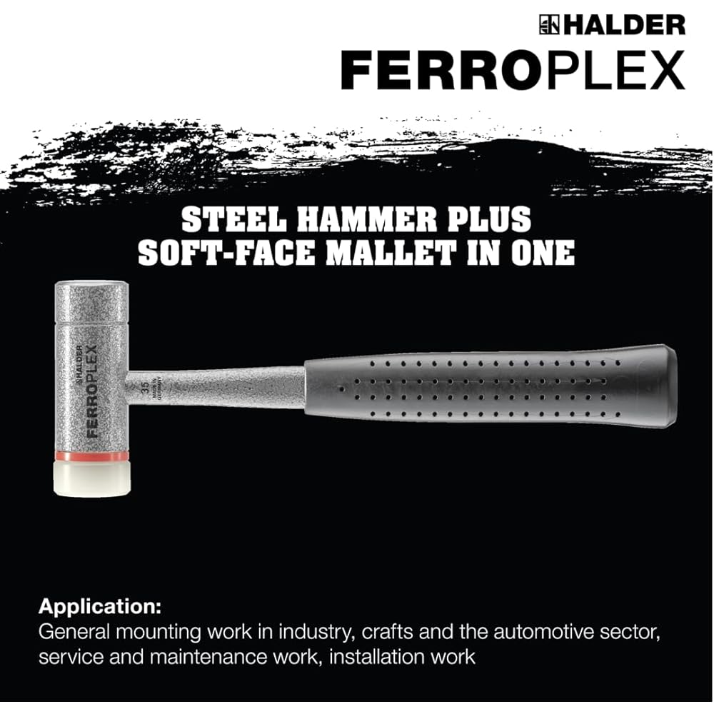 Halder Ferroplex Combi Hammer Hardened Steel Nylon (White) Diameter 30 Made in Germany