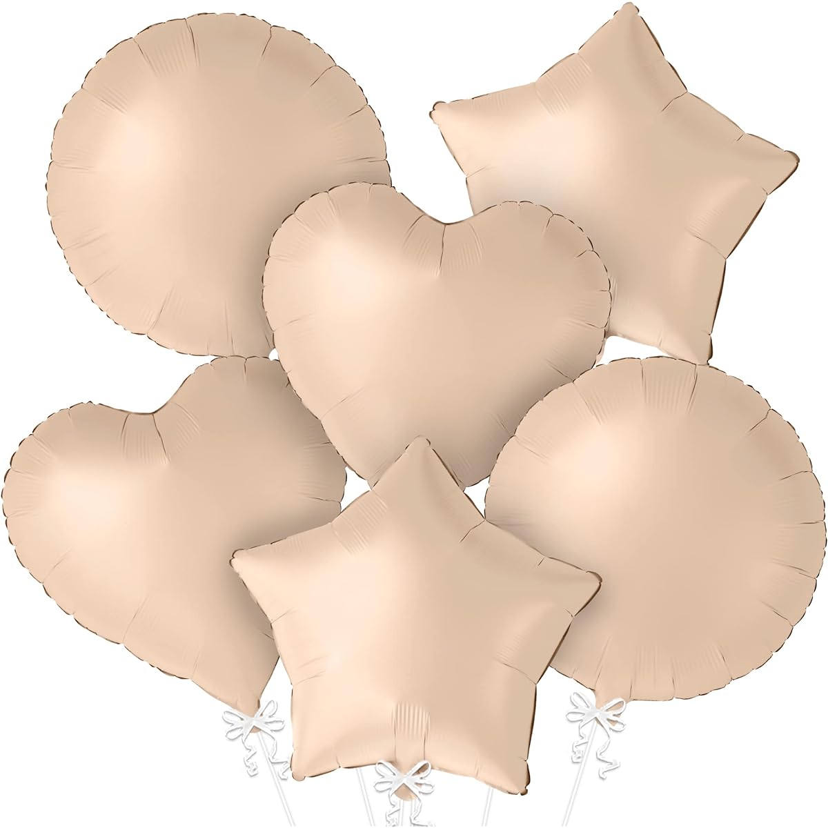 KatchOn Big Beige Balloons Set - 18 Inch 6 Pack | Cream Balloons | Beige Heart Balloons | Apricot Tan Balloons | Bridal Shower Decorations | Neutral Party Decorations | Wedding Party Decorations
