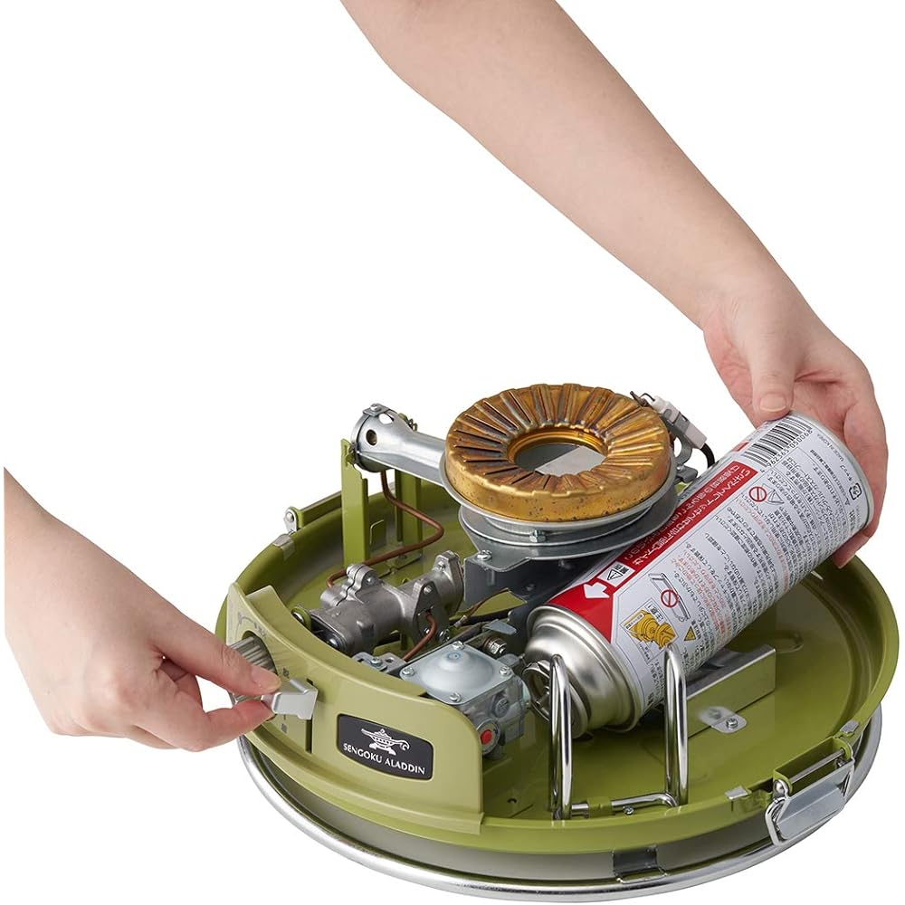 LOGOS LOGOS × SENGOKU ALADDIN Panoramic Gas Stove 81060096 Green (Approx.) Width 33 x Depth 33.5 x Height 38.6 cm