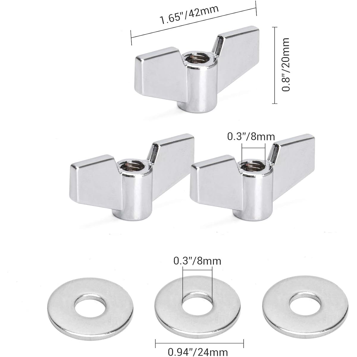 Facmogu 23PCS Cymbal Replacement Accessories, Cymbal Stand Felts, Drum Cymbal Felt Pads Include Wing Nuts, Washers, Cymbal Sleeves & Drum Key - Black