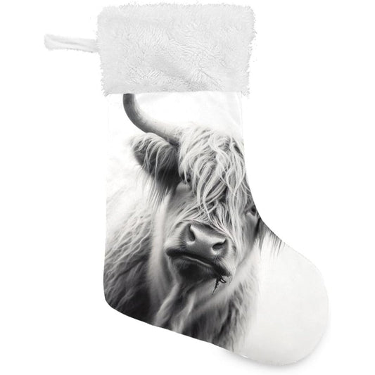 WELLDAY Christmas Stockings Highland Cow Family Holiday Christmas Party Decorations 1pc