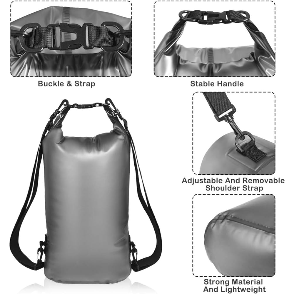 TEHAUX Waterproof Bag, Dry Bag, Storage Bag, Ultra Lightweight, Waterproof, Dustproof, Disaster Prevention, For Climbing, Travel, Backpacking, Outdoor, 15L