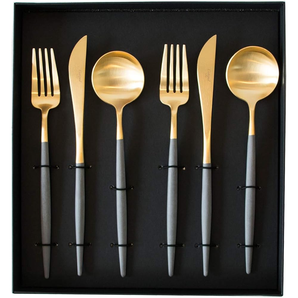 Cutipol GOA Dinner 6 Piece Set (Dinner Knife/Fork/Spoon 2 each) in Cosmetic Box (Black x Silver)