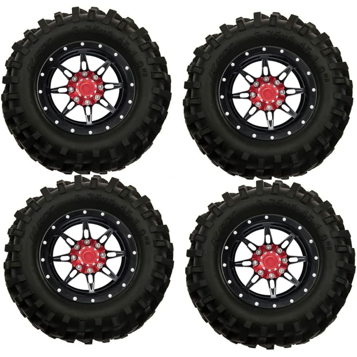 RC Car 1.9 Inch Beadlock Wheel Rim Rubber Tire 96mm Internal Beadlock Wheels For 1:10 Axial scx10 d90 d110 RC Car (No. 1)