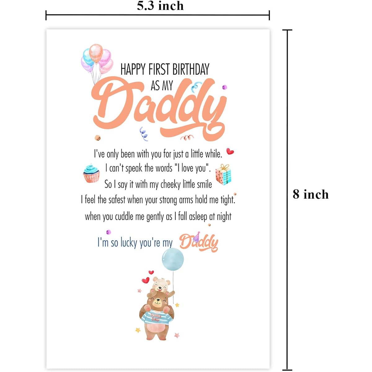 TRAMIN Happy First Birthday As My Daddy Card Bear Themed 1st Daddy Birthday Card Sentimental New Dad Birthday Card From Baby