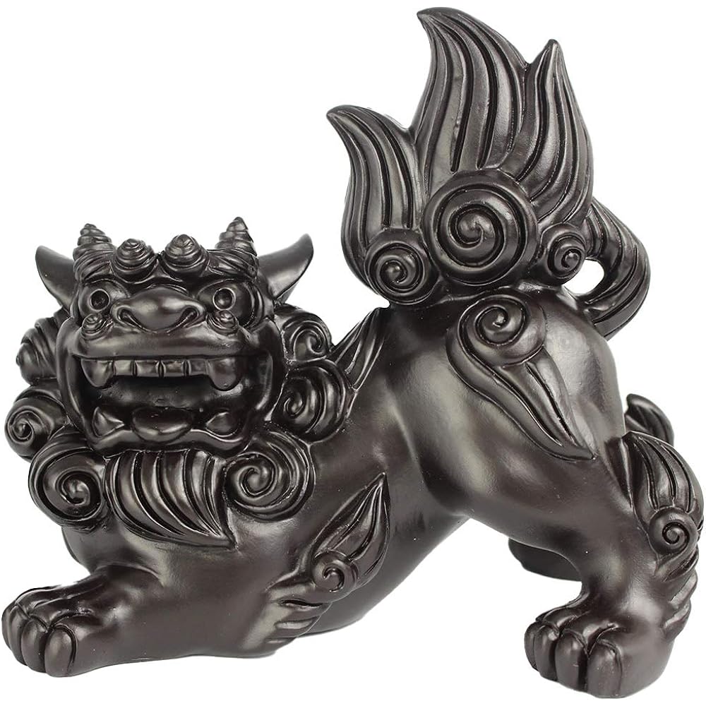 Shisa Shisa Okinawa Souvenir Amulet Kajimaya Shisa (Large) (Black) Object Ornament Entrance Money Luck Talisman Amulet Feng Shui Ryukyu Present Happiness Power Stone