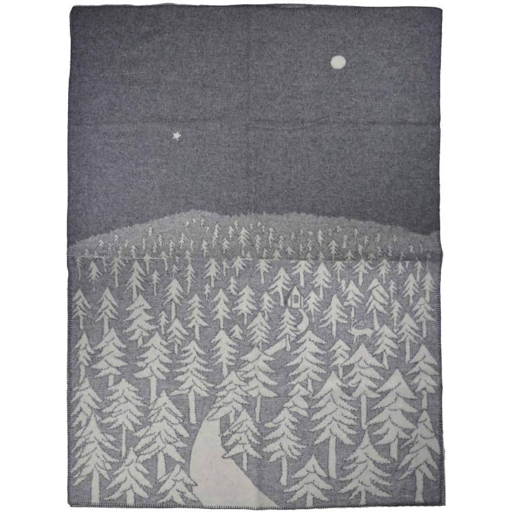 Klippan Wool Blanket 130 x 180 House in the Forest [Gray 225101] Single [Parallel Import]