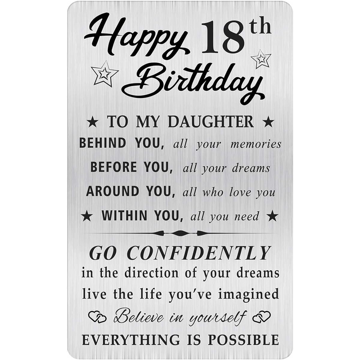 MOQIYXL 18th Birthday Card for Daughter 18 Years Old Gift for Daughter Engraved Wallet Card