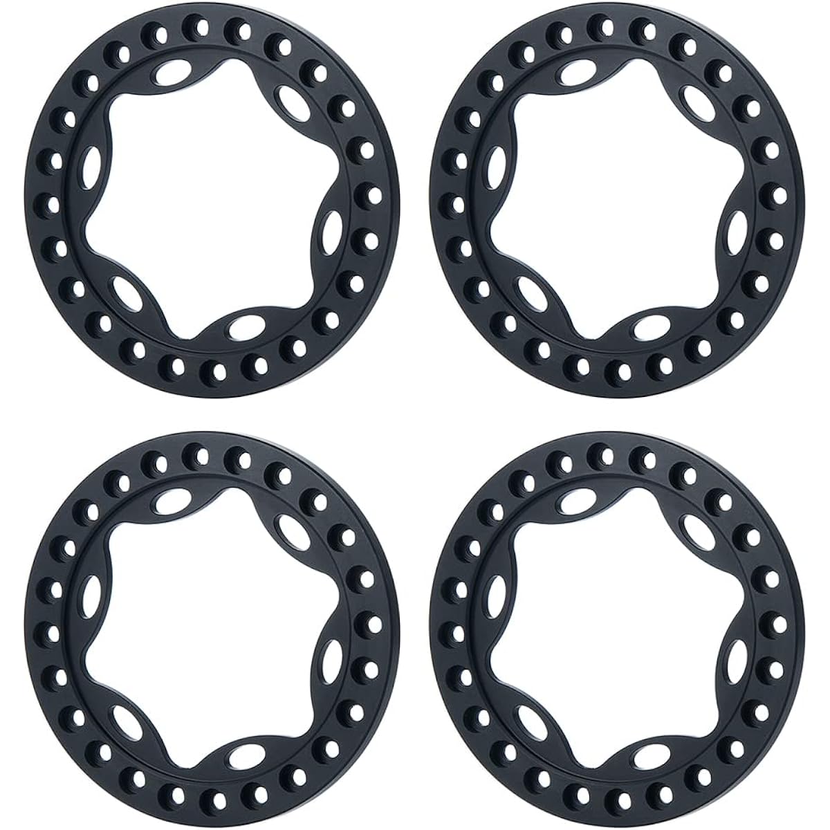 RCLIONS 4pcs Aluminum Alloy 1.9" RC Beadlock Wheel Rims Replacement Rings for 1:10th RC Crawler Car 1.9" Wheels/Rims (Black)