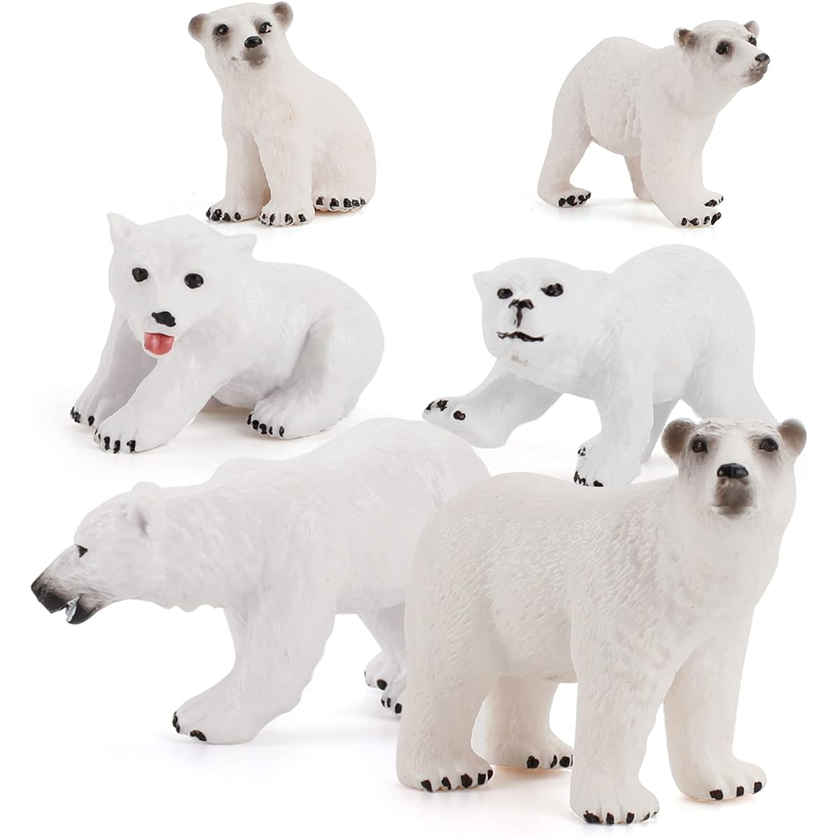 GAICOM Wild Animal Model Toy Playset 6pcs Realistic Polar Bear Figures Toys Desktop Decoration Collection Party Favors Toys for Kids