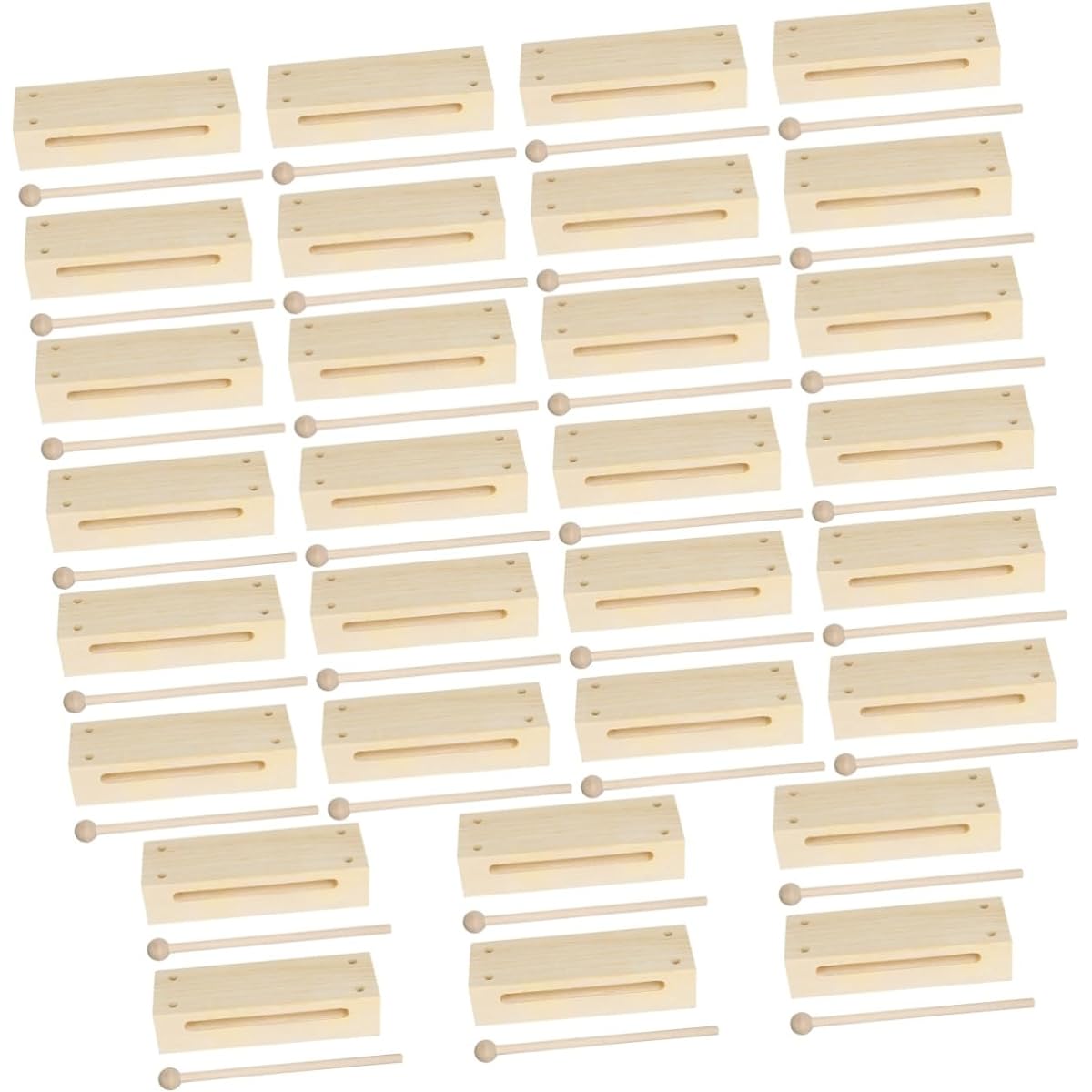 VICASKY 30pcs Set Wooden Clappers, Rhythm Sticks, Drum Jam Blocks, Temple Blocks, Playset Accessories, Camphor, Beech, Maple, Wooden Drums