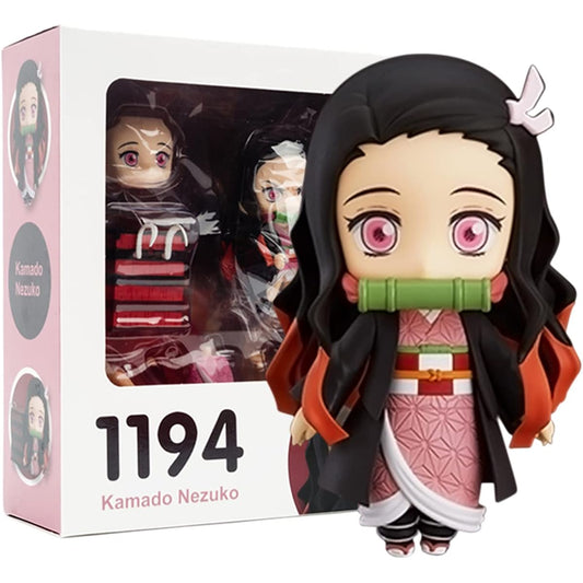 AGSIXZLAN 3.97" Demon Slayer Figure Hashihira Inosuke Figure Toy Anime Character Face Changing Doll Home Office Decoration Ornament Character Statue Collectible (Nezuko 3.93")