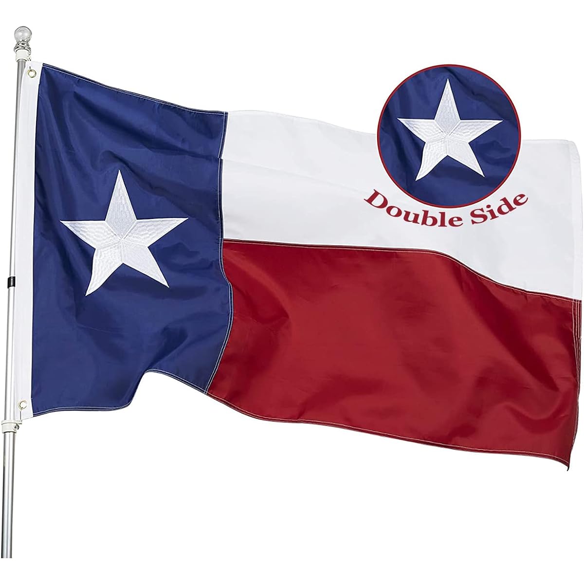 Homissor Texas State Flag TX State Flag Embroidered Stars Double Sided