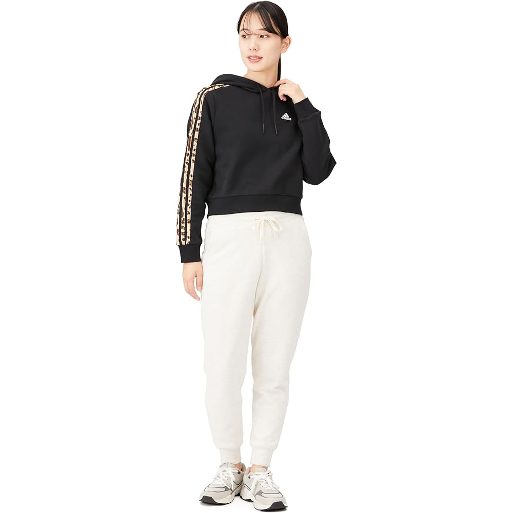 [Adidas] Sweatshirt Hoodie Essentials 3 Stripes Animal Print Relaxed Hoodie KLU38 Women's