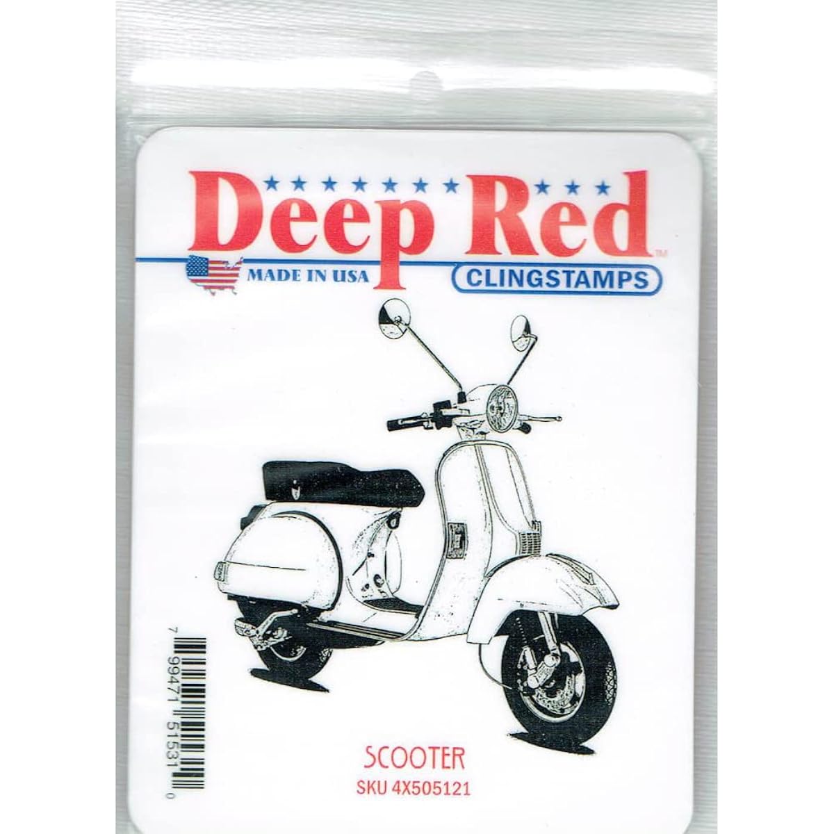 Deep Red Cling Stamp 3" x 3" Scooter