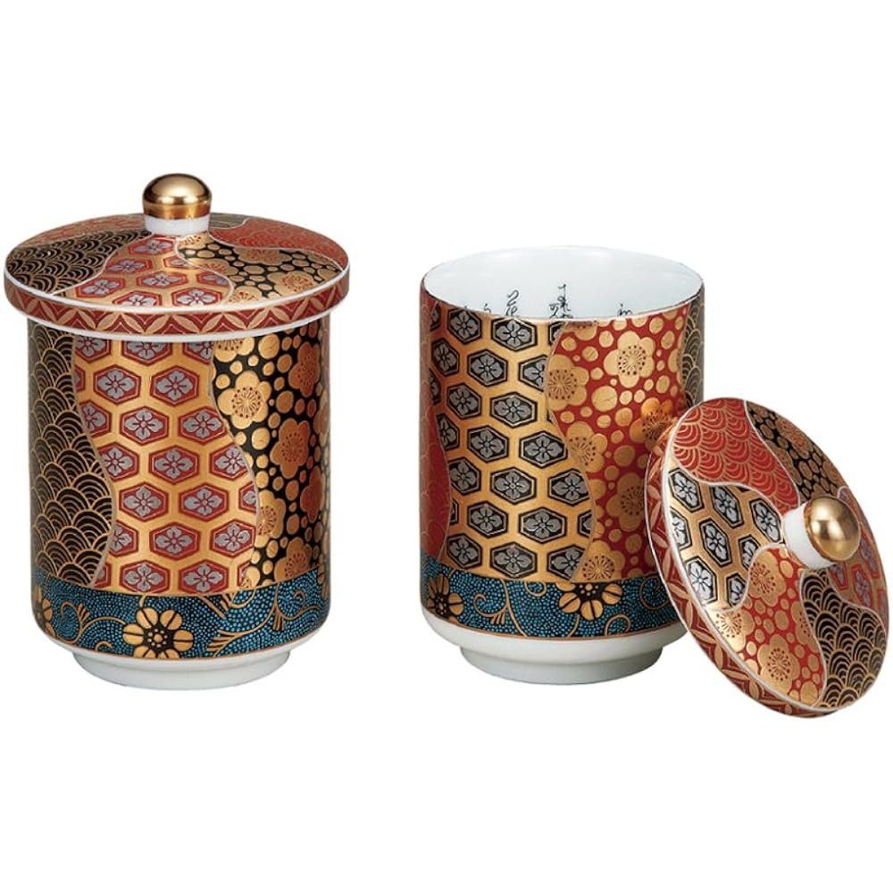 Maruyone Kutani Ware Tea Cup with Lid Hanazume K4-739
