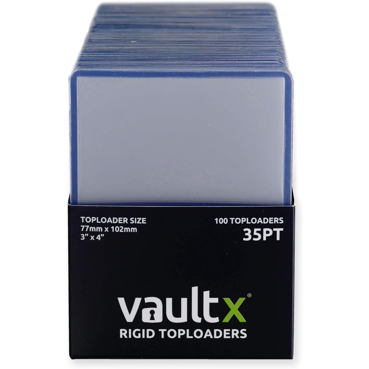 Vault X Premium Extra Thick Seamless Top Loader 35 Point 3" x 4" Rigid Card Holders for Trading Cards & Sports Cards (100 Pack)
