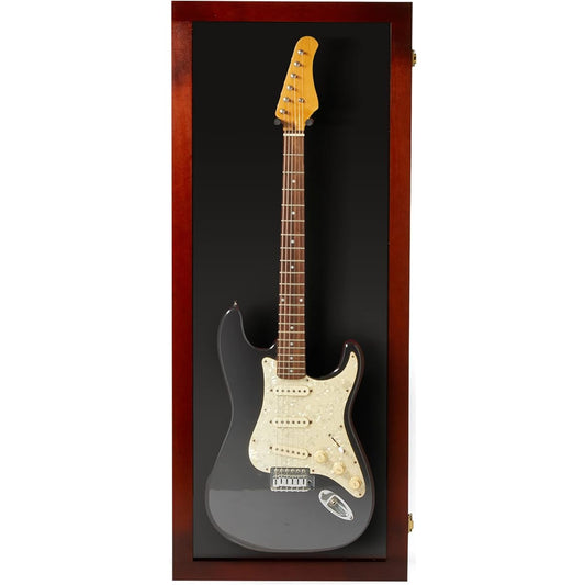 wooden guitar display case cherry
