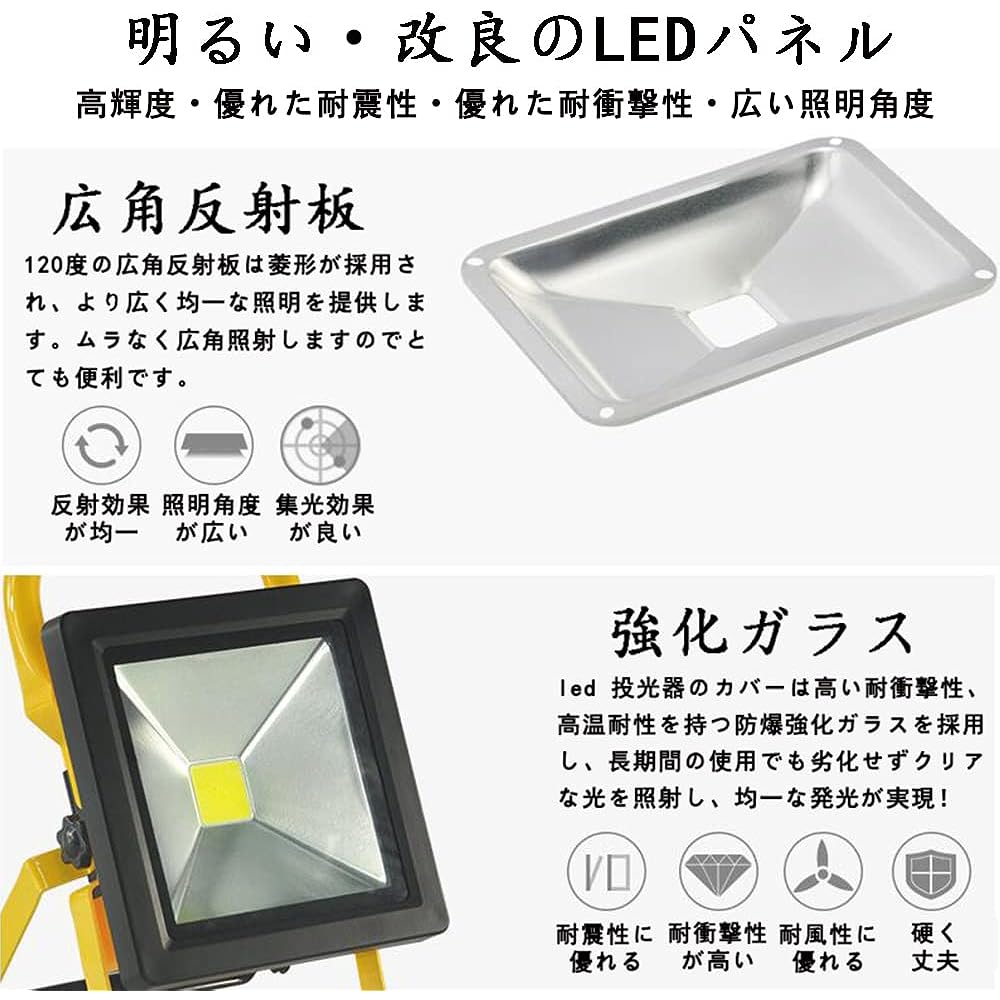 Makilight LED Floodlight 50W Rechargeable Light LED Work Light COB Chip Portable Floodlight Ultra Thin Built-in Battery Portable Mobile Charging Work Light Sign Light Emergency Light Disaster Prevention Night Work Fish Collection Night Fishing Car Emerge