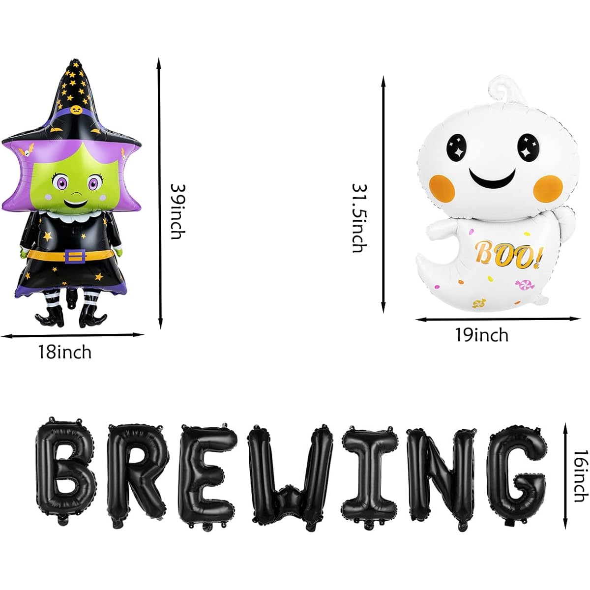 A Baby is Brewing Baby Shower Decorations - A Baby is Brewing Balloon Banner and Halloween Witch Ghost Foil Balloons, A Baby is Brewing Baby Shower Halloween Decorations, Halloween Decorations.