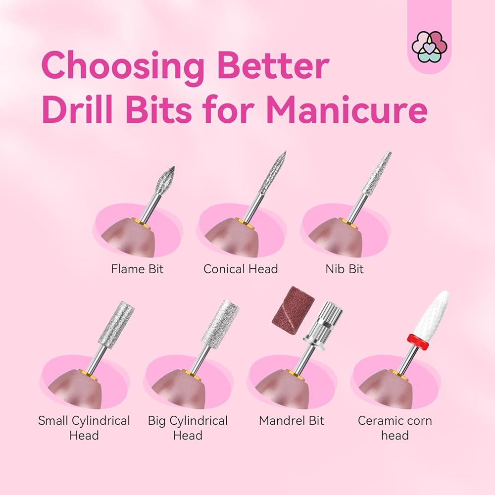 Saviland Electric Nail Drill - Electric Nail File Efile Nail Drill Professional Manicure with 6PCS Nail Drill Bits & 51Pcs Sanding Bands for Acrylic Nail Pedicure Polishing Shape Tools Home Salon Use