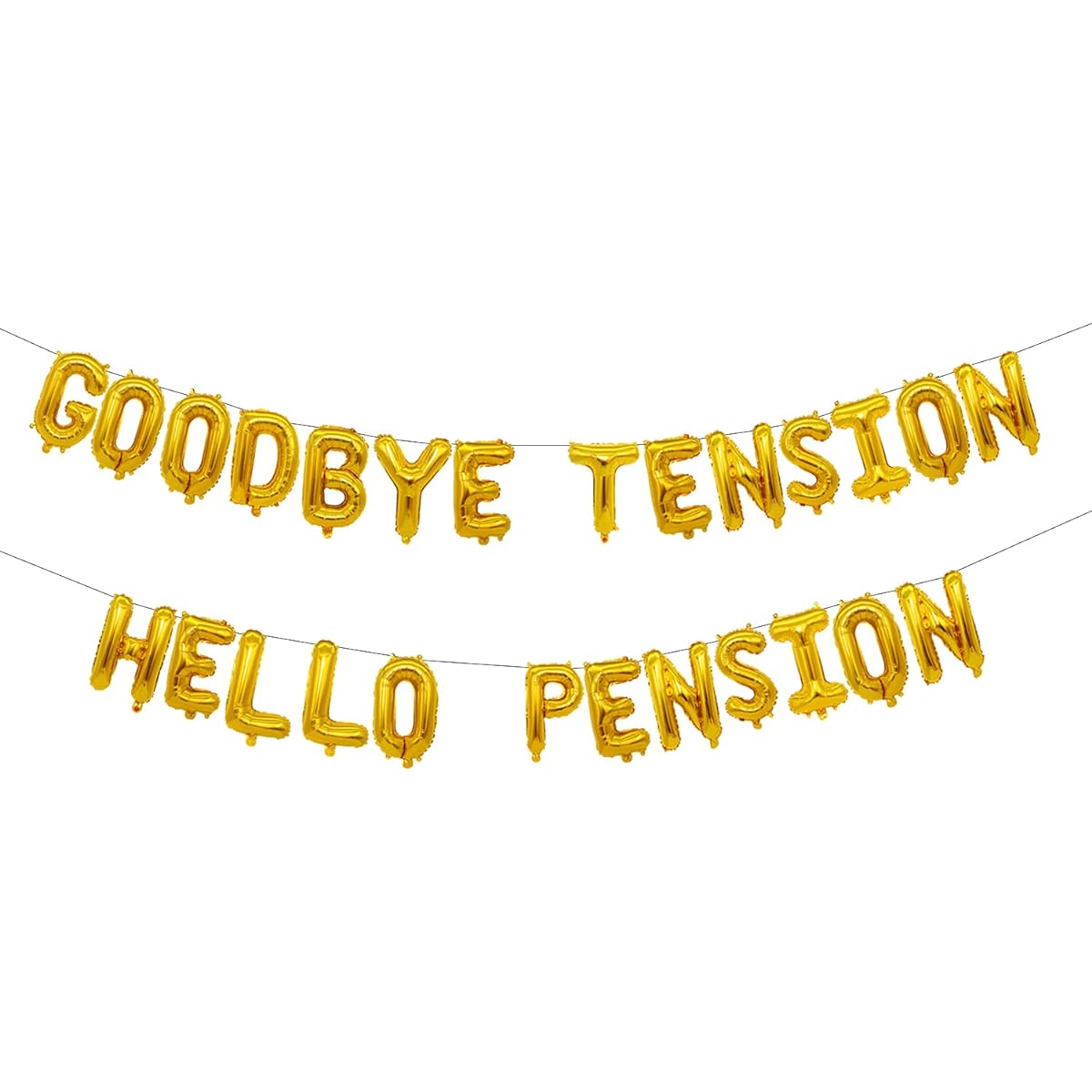Goodbye Tension Hello Pension Gold Balloon Banner for Retirement Party Decorations (16 inch)