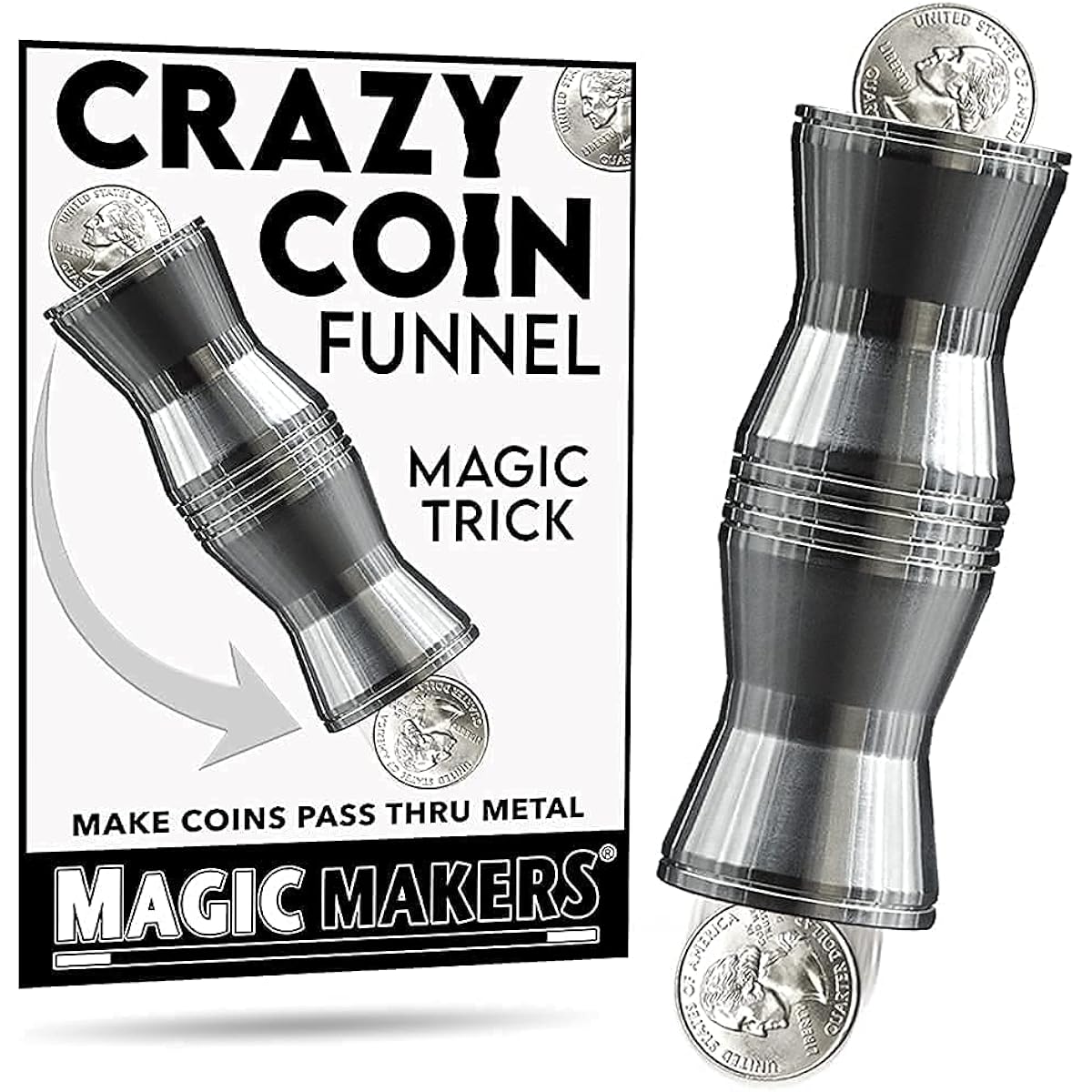 Crazy Coin Funnel Magic Trick - Coin Path Through Metal