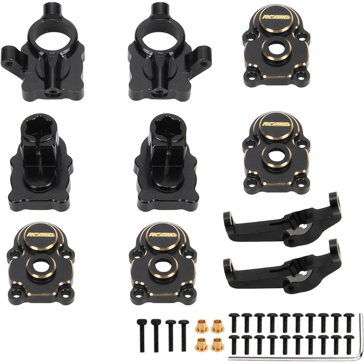 RCAWD FMS FCX24 1/24 Weighted Upgrade Full Brass Portal Housing Front Rear & C Hub Carrier Parts Total 79g Black