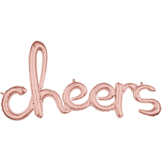 Amscan 10135832 Gold Rose Cheer Script Phrase Foil Balloon - 1 pc