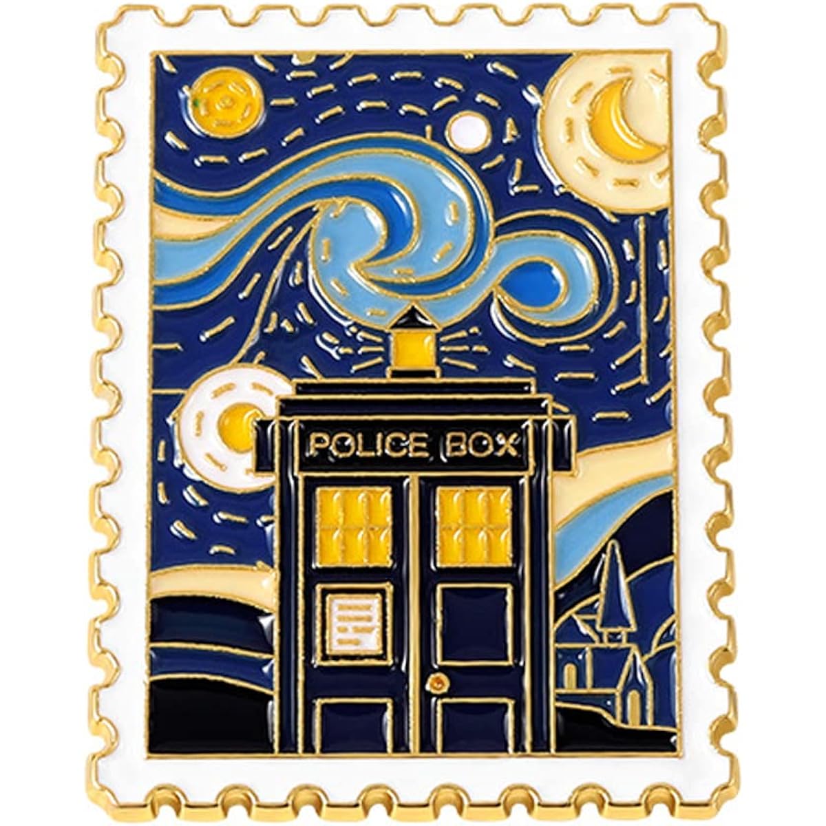 Cute Pins Backpack Pin Van Gogh Oil Painting Alloy Brooch Exquisite Starry Sky Castle Stamp Shape Oil Drop Badge Cowboy Badge Pin Book Bag Clothes/Jacket & Hat Decoration