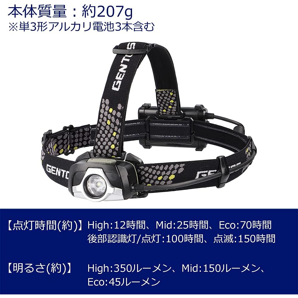 GENTOS LED Headlight AA Battery Operated 350~580 Lumens Drag Force DRF-133D For Work Professional Use