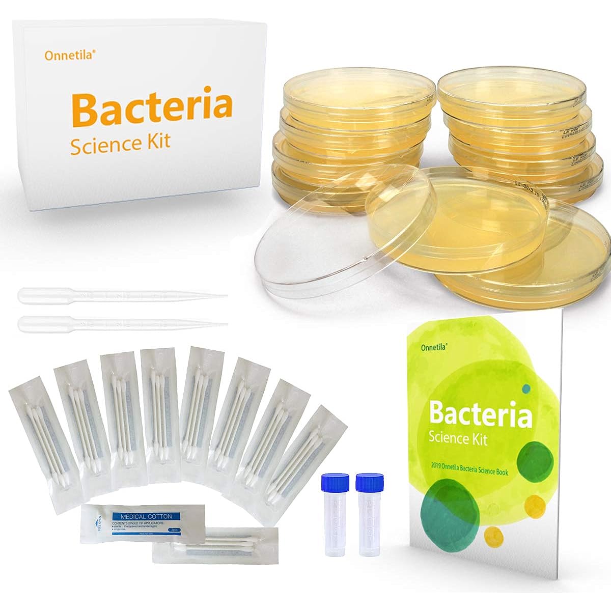 Onnetila Bacteria Science Kit Petri Dishes Agar Educational STEM Science Fair Project Kit for Ages 9+