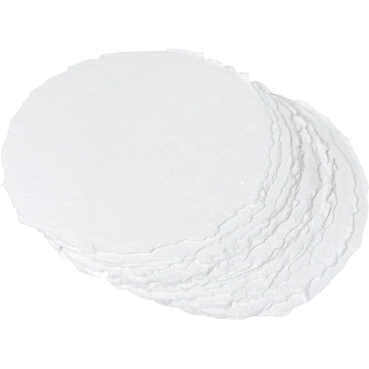 Thick Handcrafted Circular Watercolor Paper with Deck Edge - 300GSM - Premium White Cold Pressed Textured Mixed Media Paper Made of Recycled Cotton - 15 Loose Leaf Sheets - 8" Round