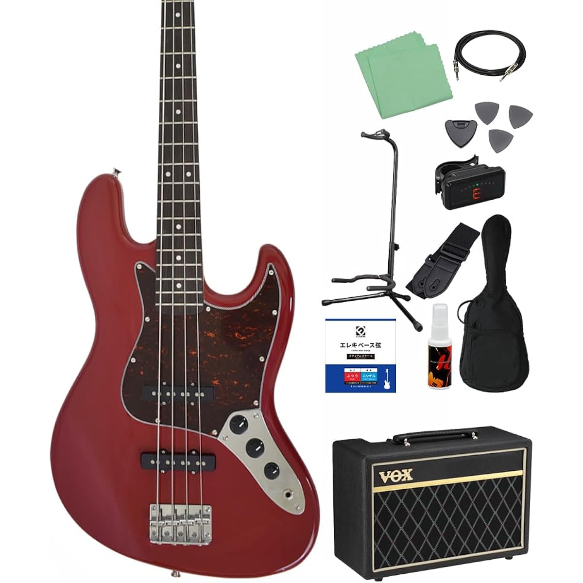 Photogenic JB-240 DR Bass Beginner 12-piece set [with VOX amp] Jazz bass type Photogenic