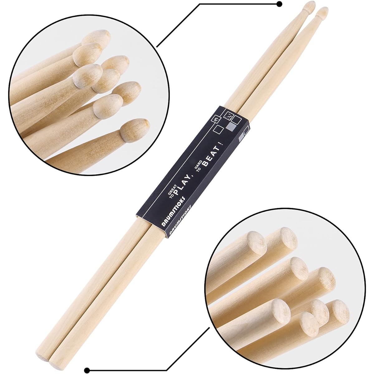 OIETON Drumsticks 12 Pairs 7A Classic Maple Wood Drumsticks Wood Chip Drumsticks for Adults Children Beginners