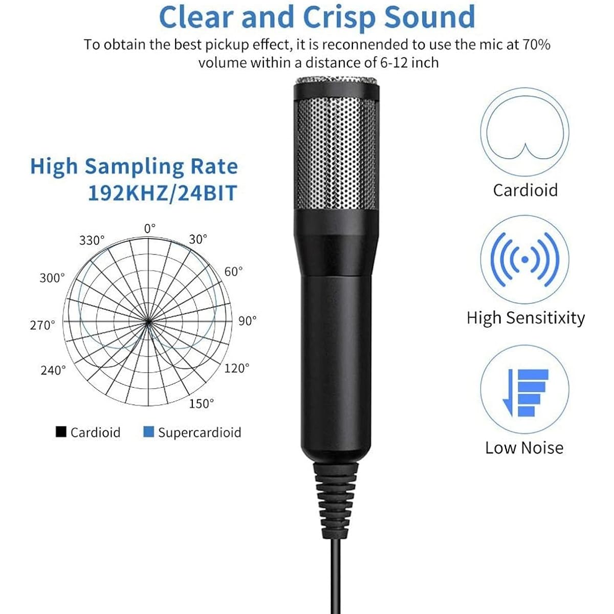 USB Microphone, Professional Studio Condenser Cardioid Microphone Kit, Desktop Microphone for Recording