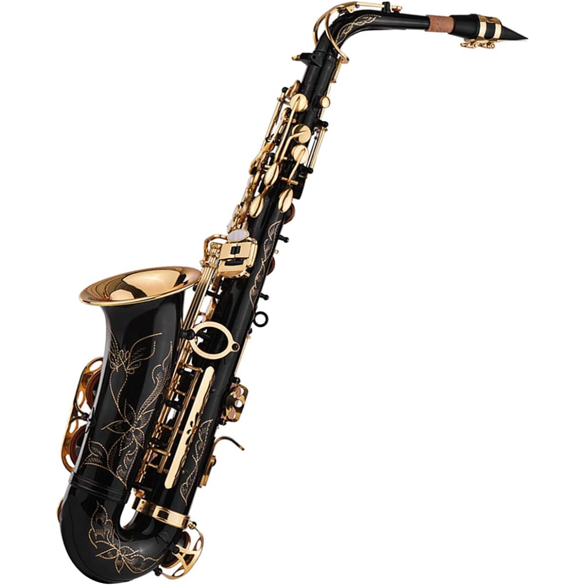 SHUBIAO Eb Alto Saxophone Brass Lacquer Gold 82Z Key Type Woodwind Instrument Padded Carry with Case Cleaning Cloth Brush Saxophone Strap Reed