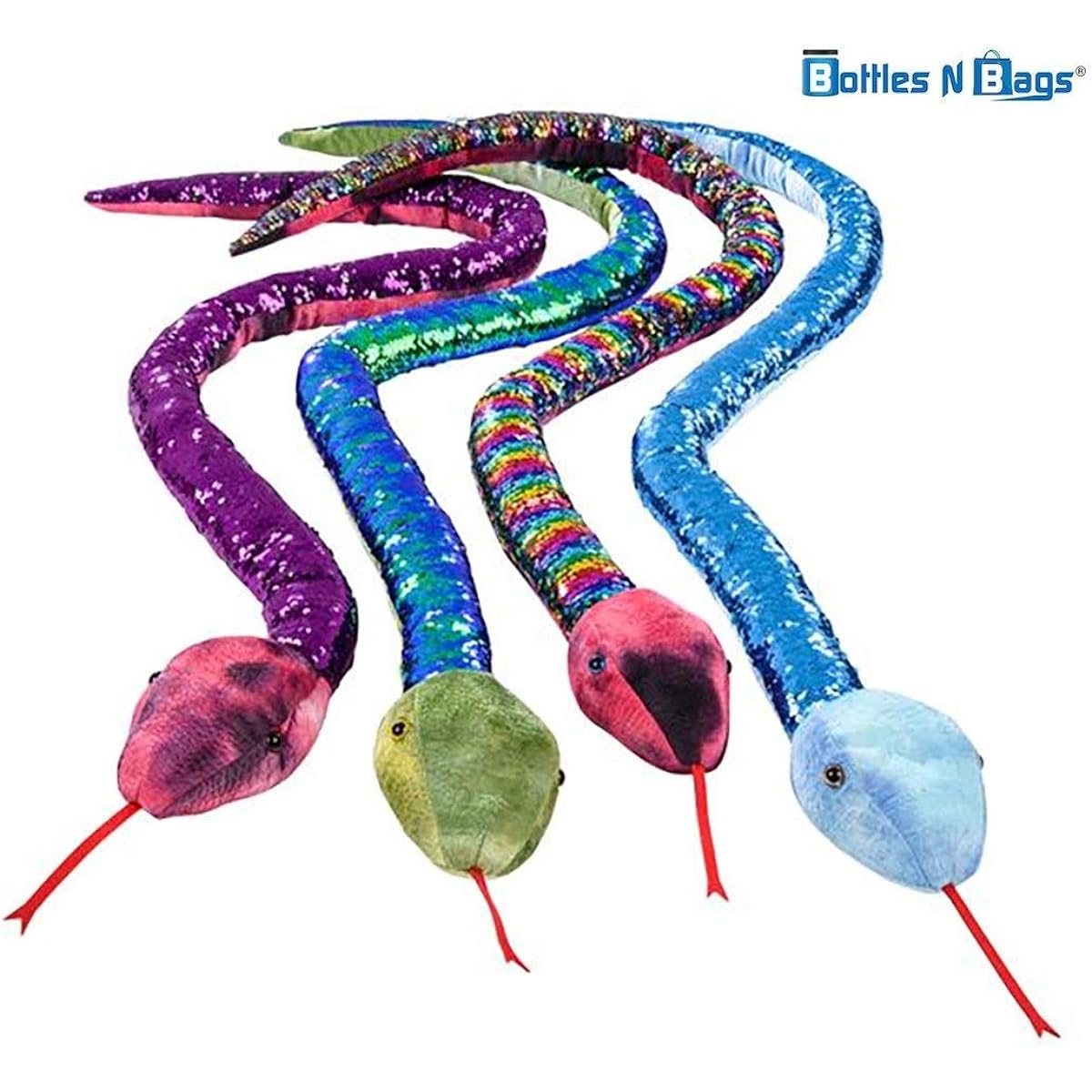 Bottles N Bags 67 inch Sequin Snake Set Large Stuffed Animal Soft Plush Toy 67 inches Multicolored plush-snake-toy