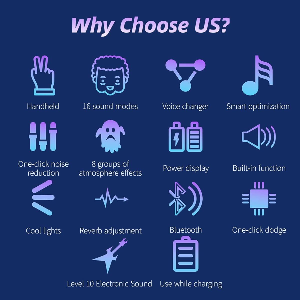 i9 Voice Changer Handheld Sound Card Mini Voice Changer Device with 8 Different Voice Changes and 8 Built-in Sound Effects, Mini Voice Modulator for Any Mobile Phone Computer Tablet Game Console