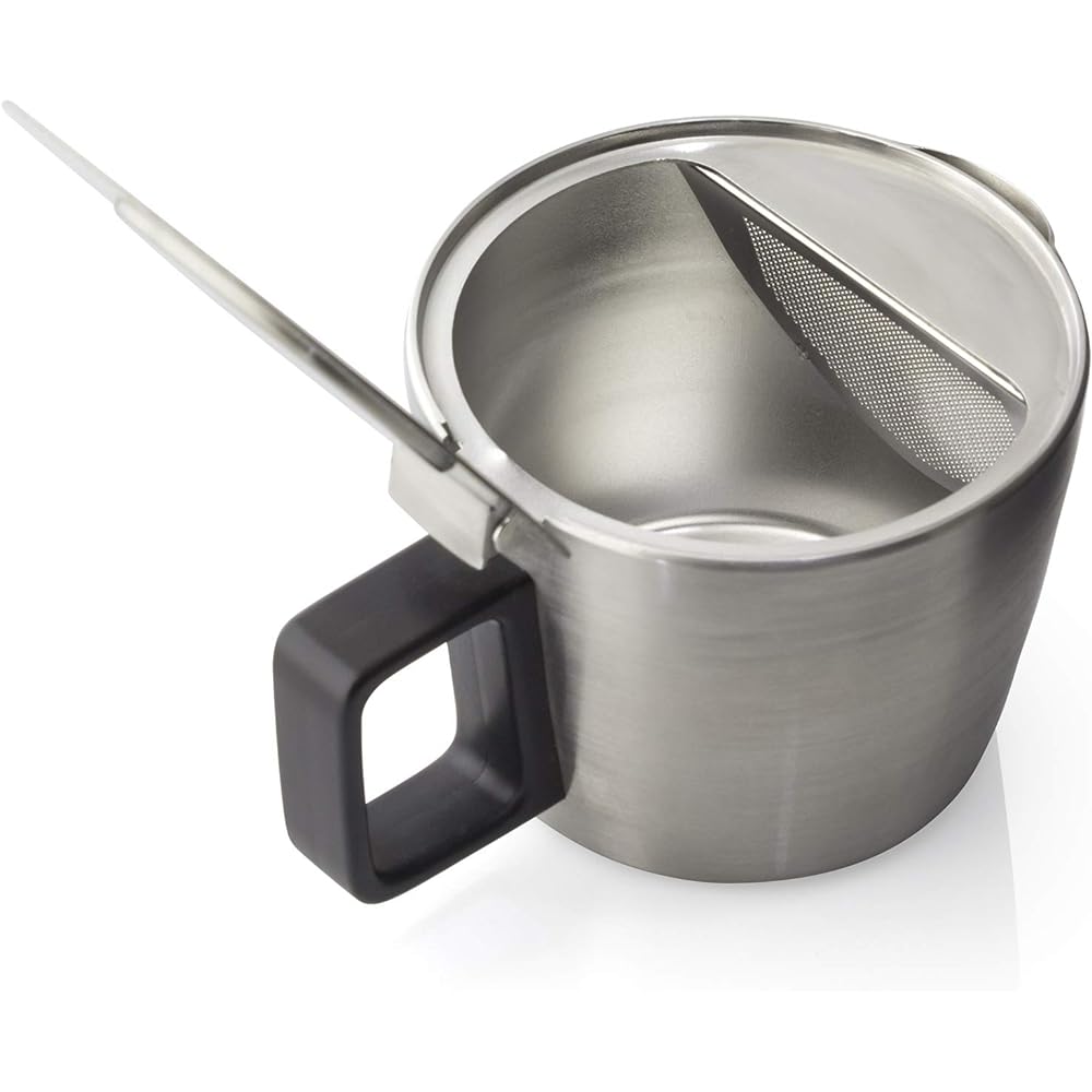 Forlife Teapot, Stainless Steel, 414ml, 2 Cups, Comes with Tea Strainer, Lid Does Not Fall Off, Can Be Poured with One Hand, Hospitality Teapot 601