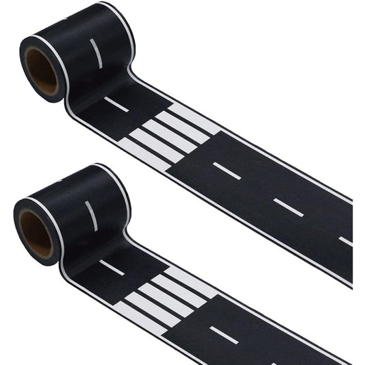 Black Road Track Tape,Toy Car Road Tape Track for Kids,Race Cars Decorations for Kids Birthday Party, 33" x 2.4" Each Roll