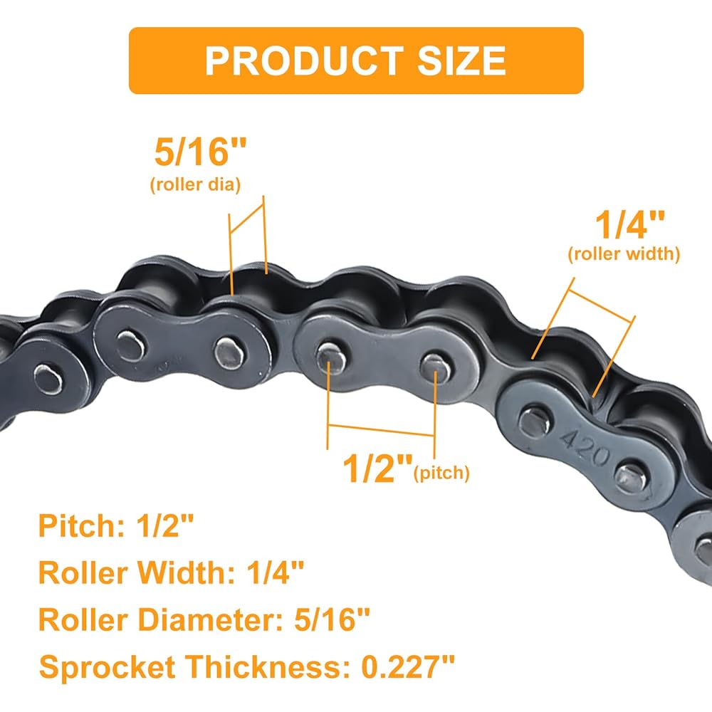 Toolly 420 Motorcycle Chain and Chain Breaker Standard Roller Chain 132 Links for 50cc 70cc 90cc 110cc 125cc Dirt Bike ATV Quad Go Kart Modification