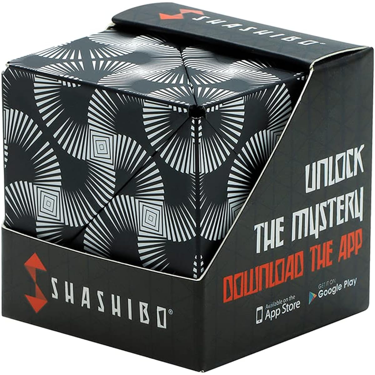 SHASHIBO Shapeshifting Box - Award-Winning Patented Fidget Cube with 36 Rare Earth Magnets - Transforms into 70+ Different Shapes, Download the Fun in Motion Toys Mobile App (Original Series - Black & White)