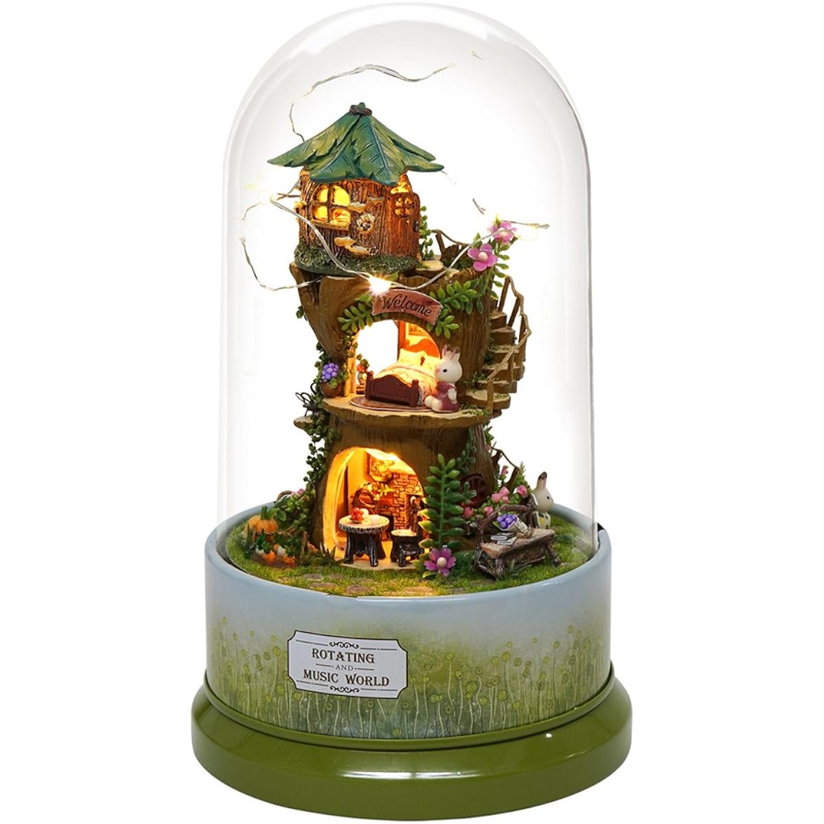 ASIDIY Dollhouse Miniature DIY Dollhouse Kit with Furniture Music Movement and Dust Proof Included (The Forest Whim)