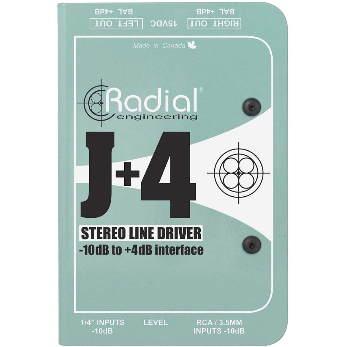 Radial J+4 Unbalanced -10dB to Balanced +4dB Stereo Converter [Officially Imported from Japan]