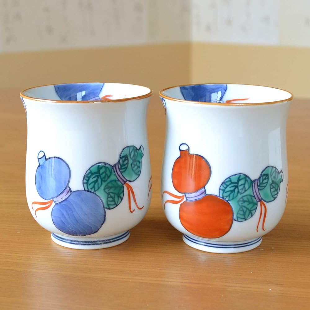 Umbrella Life Celebration 80 Years Old Lucky Gift for Good Health Arita Ware Tea Cup Pair Married Couple Tea Cup Nabeshima Rokuryo Comes with Kasaju Noshi and Message Card in Wooden Box