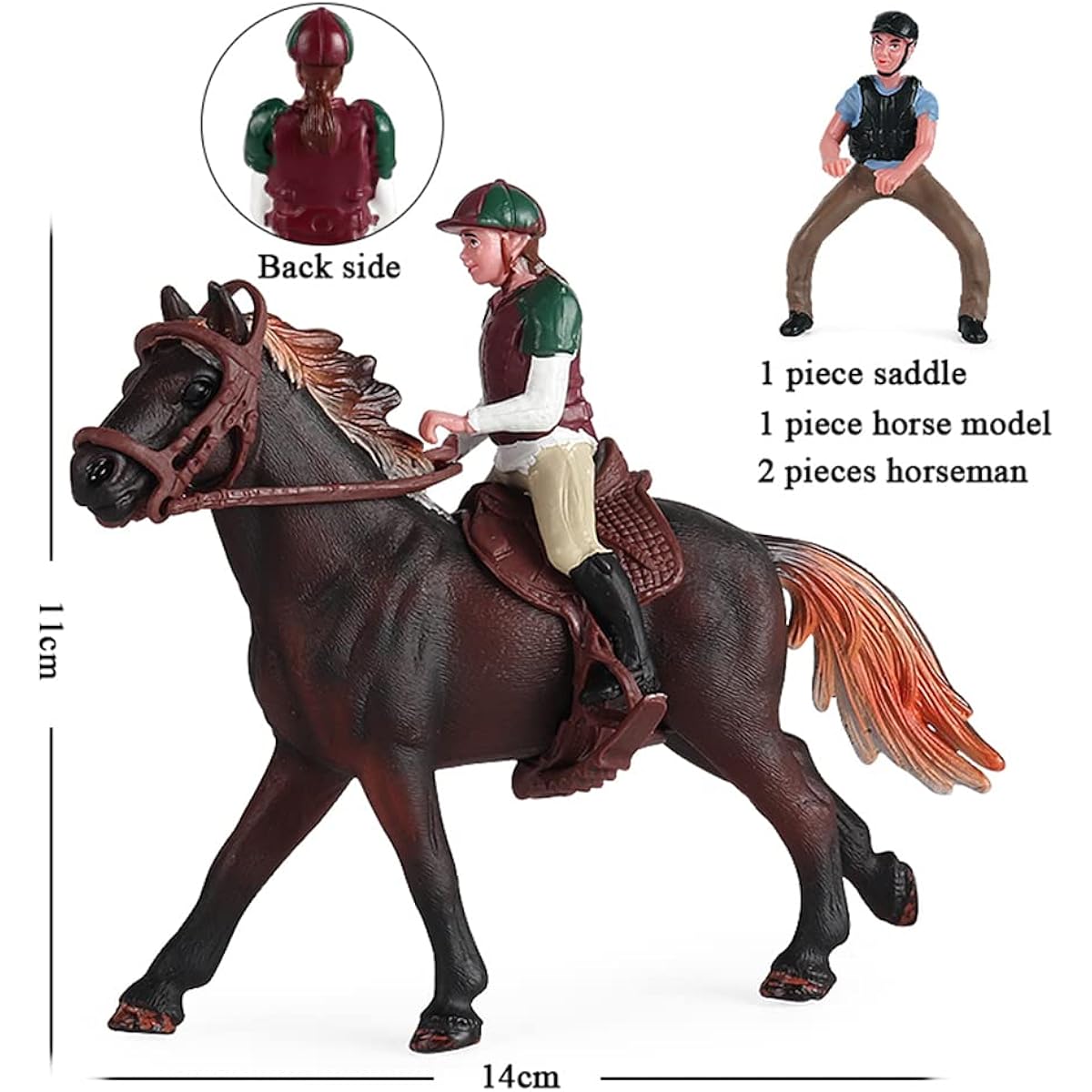 RCOMG 24pcs Horse Toy Playset Foal Mars Rider Corral Fence Plastic Barn Farm Animals Horse Figures Boys Horse Club Set Cake Topper Party Decorations