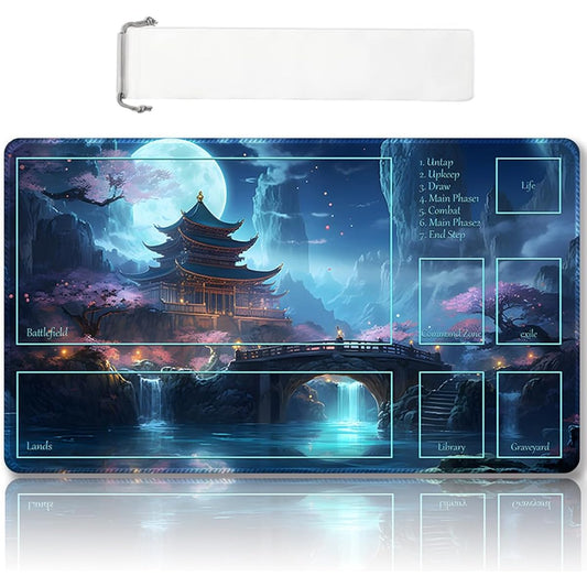 Premium Stitched MTG Playmat with Zones and Non-Slip Rubber Backing - TCG Playmat for MTG and Other Card Games - Colorful Design with Vintage Look and Feel (DKT (117), Zones)