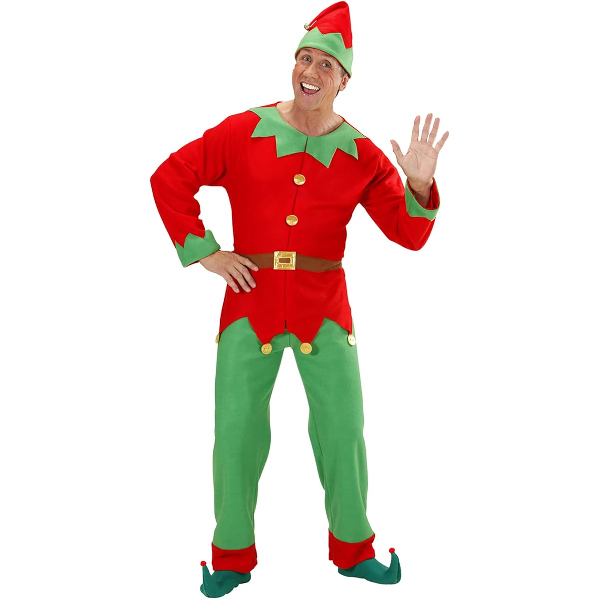 Mens Santas Little Helper Elf Man Costume Extra Large UK 120cm for Christmas Panto Nativity Fancy Dress